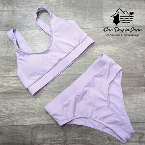 Charmleaks High Cut Crop Ribbed Bikini Swimsuit Size M